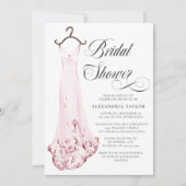 Blush Pink Watercolor Hochzeitskleid Brautparty Einladung (Vorderseite)