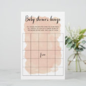 Blush Pink Watercolor Kinderdusche Bingo Spiel (Stehend Vorderseite)