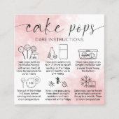 Blush Pink Watercolor Logo Cake Pops Pflegekarten Quadratische Visitenkarte (Vorderseite)