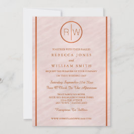 Blush Pink Watercolor Monogram Wedding 5 x 7 Einladung