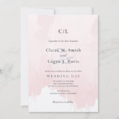 Blush Pink Watercolor Monogram Wedding Einladung (Vorderseite)