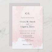 Blush Pink Watercolor Monogram Wedding Einladung (Vorne/Hinten)