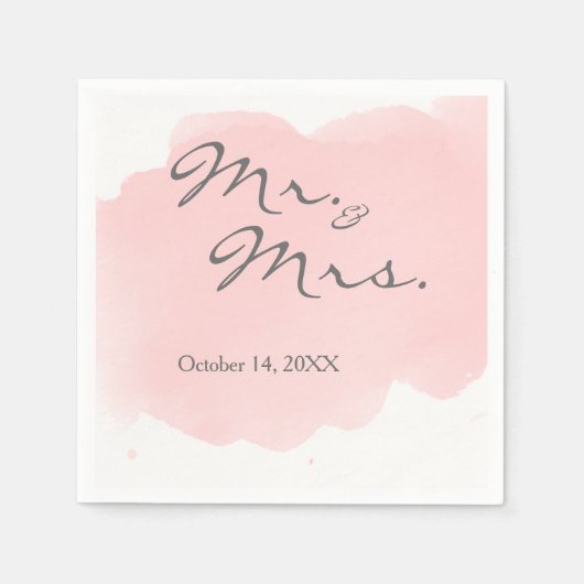 Blush Pink Watercolor Mr. Cocktail Party Napkin Serviette (Vorderseite)