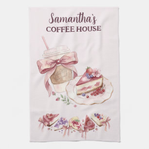 Blush Pink Watercolor Patisserie-Café-Branding Geschirrtuch