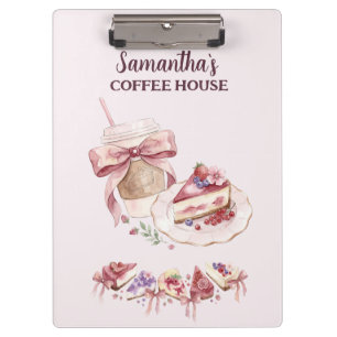 Blush Pink Watercolor Patisserie-Café-Branding Klemmbrett