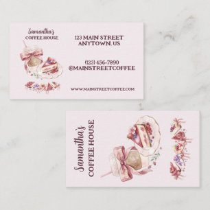 Blush Pink Watercolor Patisserie-Café-Branding Visitenkarte