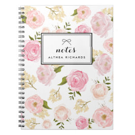 Blush Pink Watercolor Peonies Muster Personalisier Notizblock