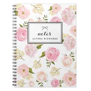 Blush Pink Watercolor Peonies Muster Personalisier Notizblock