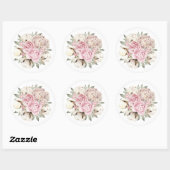 Blush Pink Watercolor Peony Cotton Wedding Runder Aufkleber (Blatt)