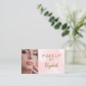 Blush Pink Watercolor Photo Makeup Visitenkarte (Stehend Vorderseite)
