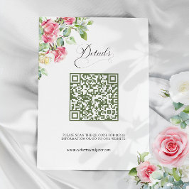 Blush Pink Watercolor Roses QR Code Wedding Begleitkarte