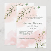 Blush Pink Watercolor Script Einladung zur Hochzei (Vorne/Hinten)