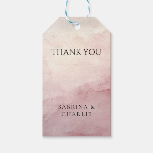 Blush Pink Watercolor Wash Elegant Wedding  Geschenkanhänger (Vorderseite)