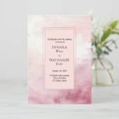 Blush Pink Watercolor Wash Japanese Wedding Einladung (Stehend Vorderseite)
