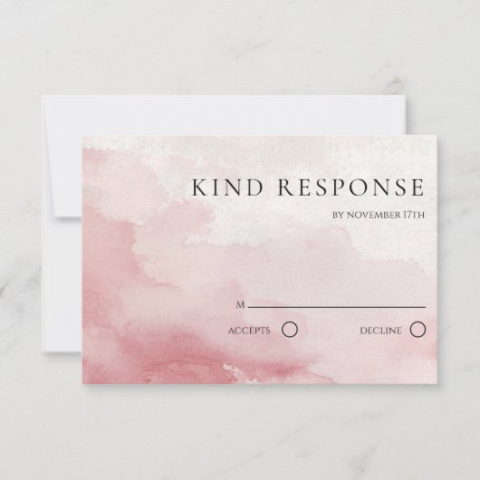 Blush Pink Watercolor Wash QR Code Wedding RSVP Karte (Vorderseite)