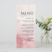 Blush Pink Watercolor Wash Wedding Menükarte (Stehend Vorderseite)