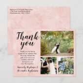 Blush Pink Watercolor Wedding Danke 3 Foto Postkarte (Vorne/Hinten)
