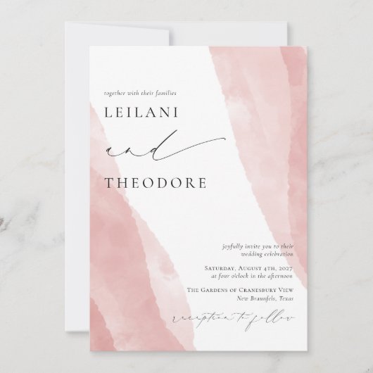 BLUSH Pink Watercolor Wedding Einladung (Vorderseite)
