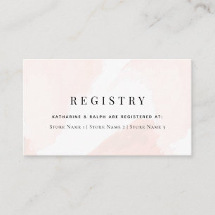 Blush Pink Watercolor Wedding Gift Registry Begleitkarte