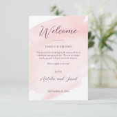 Blush Pink Watercolor Wedding Herzlichen Dank Begleitkarte (Stehend Vorderseite)