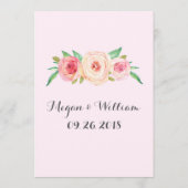 Blush Pink Watercolor Wedding Menu Menükarte (Rückseite)