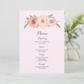 Blush Pink Watercolor Wedding Menu Menükarte (Stehend Vorderseite)