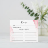 Blush Pink, Watercolor Wedding Recipe Card Postkarte (Stehend Vorderseite)