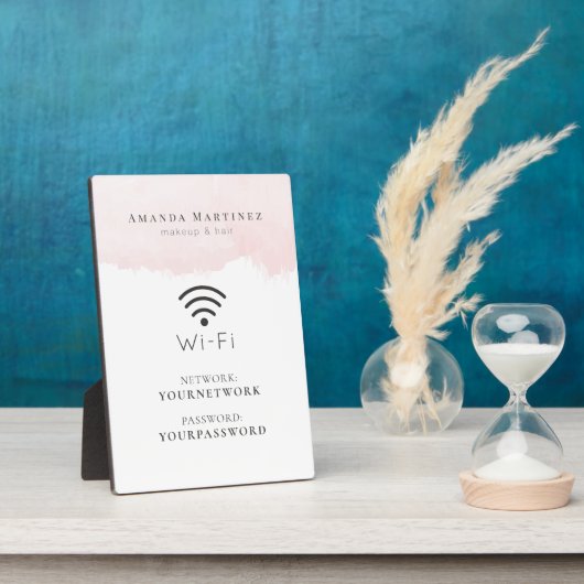 Blush Pink Watercolor Wi-Fi Signature Plaque Fotoplatte (Seite)