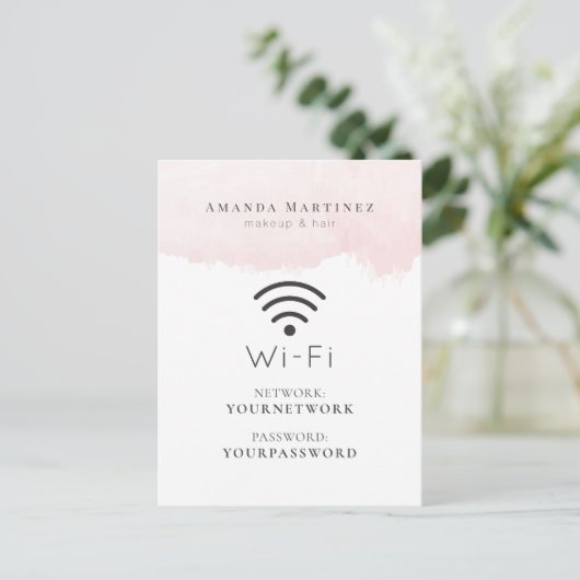 Blush Pink Watercolor Wi-Fi-Zeichen Postkarte (Stehend Vorderseite)