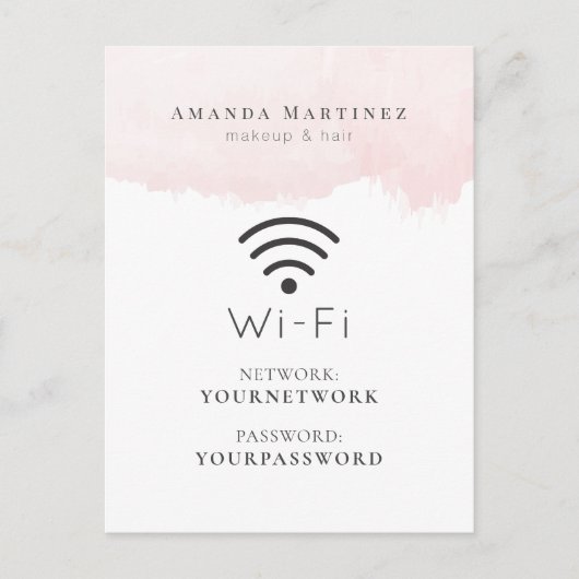 Blush Pink Watercolor Wi-Fi-Zeichen Postkarte (Vorderseite)