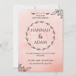 Blush Pink Watercolor Wreath Wedding Invitation Einladung
