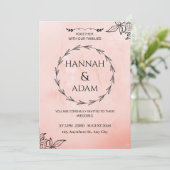 Blush Pink Watercolor Wreath Wedding Invitation Einladung (Stehend Vorderseite)