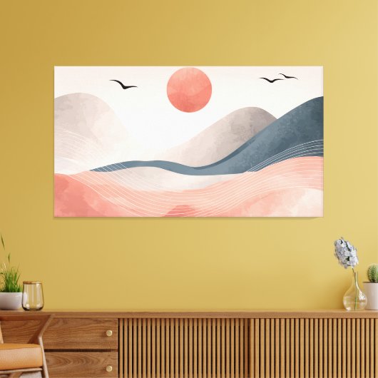 Blush Pink Wave Harmony Leinwanddruck (Insitu (Wohnzimmer))