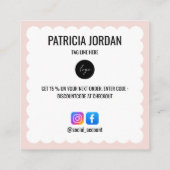 Blush Pink Wave Order Danke LOGO Social Icon Quadratische Visitenkarte (Rückseite)