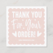 Blush Pink Wave Order Danke LOGO Social Icon Quadratische Visitenkarte (Vorderseite)