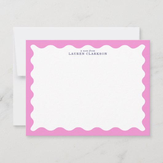 Blush Pink Wavy Frame Note Card Einladung (Vorderseite)