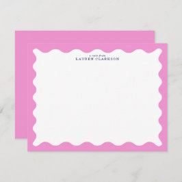 Blush Pink Wavy Frame Note Card Einladung