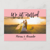 Blush Pink We eloped Wedding announcement Postcard Postkarte (Vorderseite)