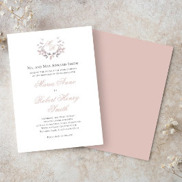 Blush Pink Wedding Calligraphy Script Monogram Einladung