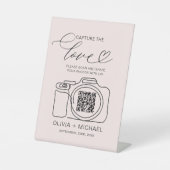 Blush Pink Wedding Capture the Liebe QR Code Sockelschild (Vorderseite)