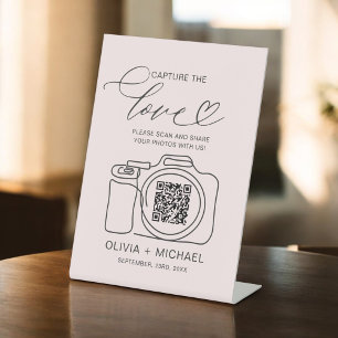 Blush Pink Wedding Capture the Liebe QR Code Sockelschild