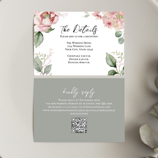 Blush Pink Wedding Details Blumengrau Begleitkarte