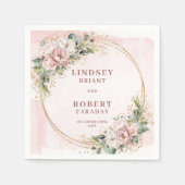 Blush Pink Wedding Floral Eucalyptus Glitter Party Serviette (Vorderseite)