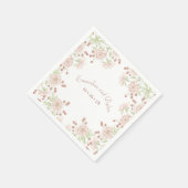 Blush Pink Wedding Floral Serviette (Ecke)