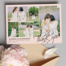 Blush Pink Wedding Foto Collage Script Vielen Dank