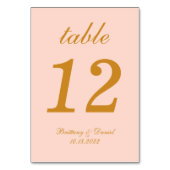 Blush Pink Wedding Gold Script Calligraphy Simple Tischnummer (Vorderseite)