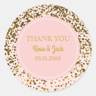 Blush Pink Wedding Imitate Gold Glitzer Confetti D Runder Aufkleber