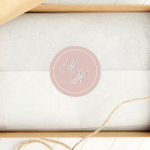 Blush Pink Wedding Monogram Custom Runder Aufkleber