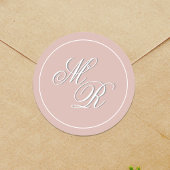 Blush Pink Wedding Monogram Custom Runder Aufkleber