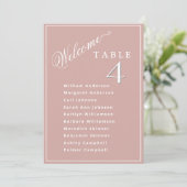 Blush Pink Wedding Plan Karten Gastnamen (Stehend Vorderseite)